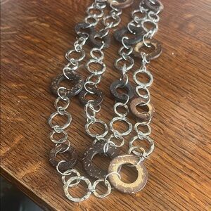 Silver-Tone Necklace with Brown Ring Accents - Women Jewelry